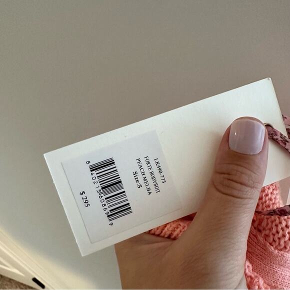 NWT LoveShackFancy Pink Cotton Eyelet Crochet Strawberry Bodysuit Small - Picture 14 of 16